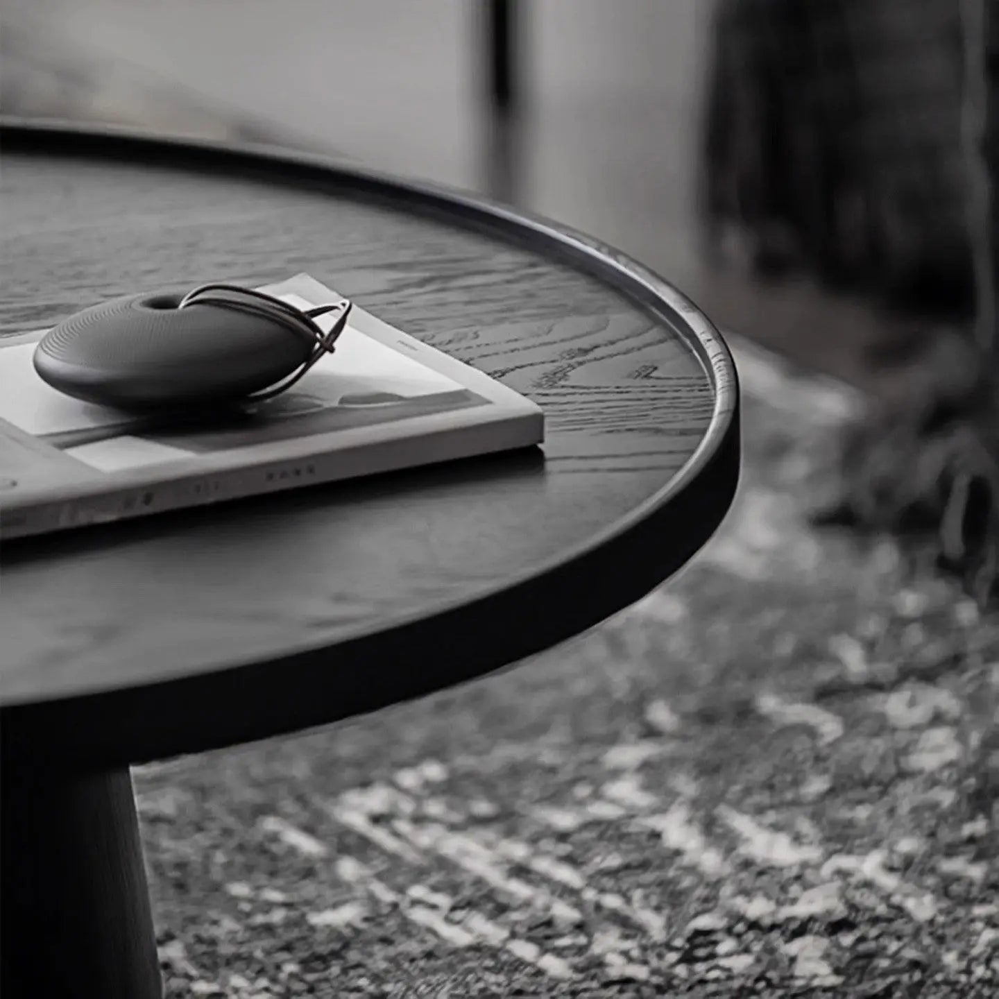 Round Solid Wood Coffee Table Minimalist Design Living Room Home Decor Coffee Table Nordic Black Simple Coffee Table Furniture