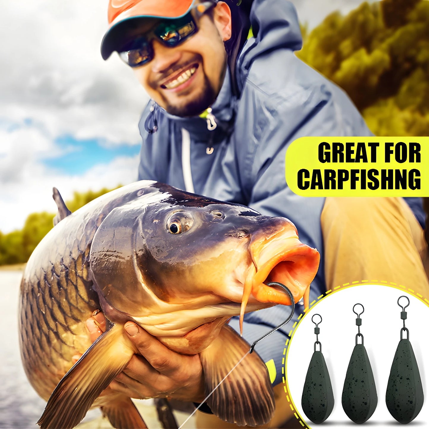 2pcs Carp fishing lead weight has 56g/71g/85g/99g/113g carp fishing weight. Pendant allows for quick replacement of lead