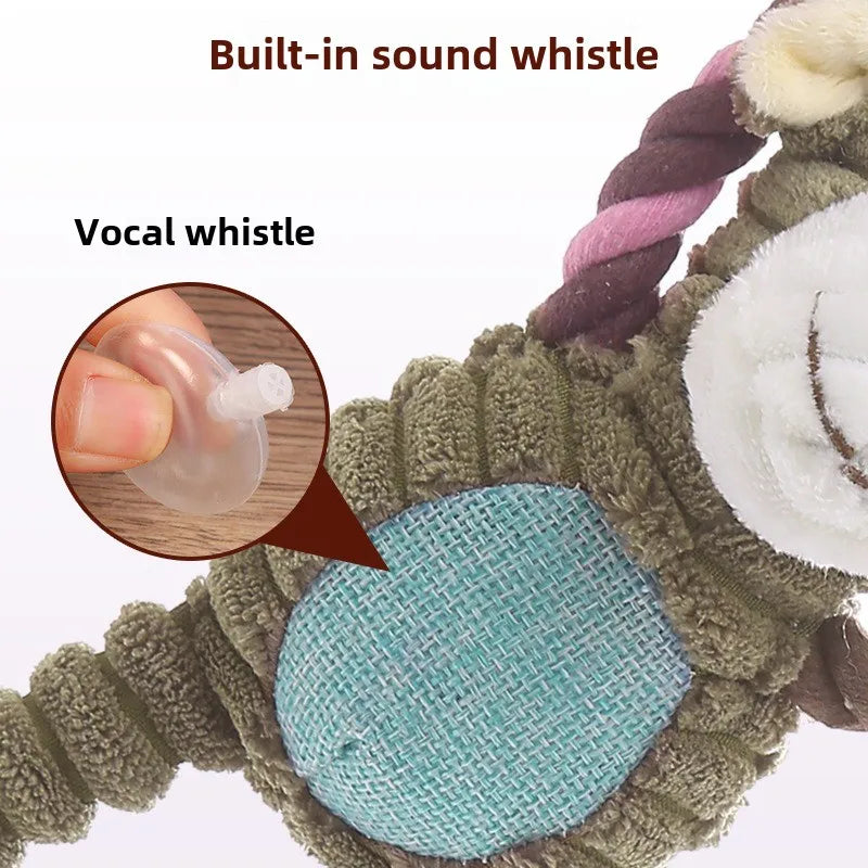 Dog Plush Toys Squeaky Animal Toys Lion Elephant Monkey Shaped Pet Chew Toy Interactive Teeth Cleaning Toy Pet Training Anti Bit