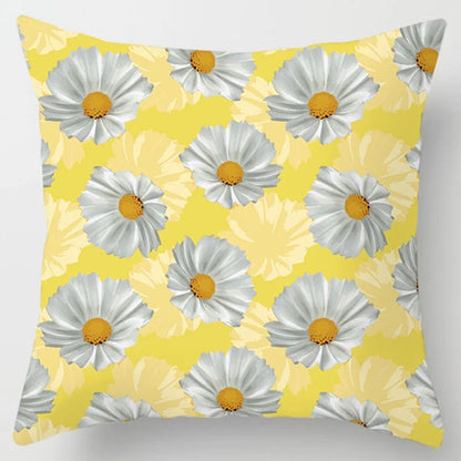 Modern Simple Yellow Flower Pillowcase Home Sofa  Lumbar   Cushion  Pillow