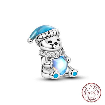 Original 925 Sterling Silver Charms Beads Winter Snowflake Snowman Igloo Penguin Pendant Fit Bracelet Women Jewelry Gift
