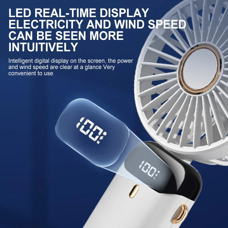 Portable Mini Fan With 5 Speeds USB Rechargeable Charging Small Foldable Battery Fans Handheld For Desk Bedroom Indoor Outdoor