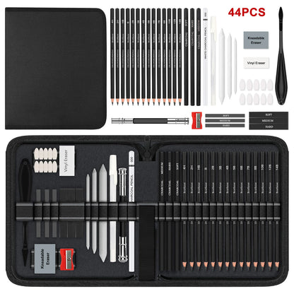 14-96 Pro Drawing Pencil Set,Sketch Pencils Art Supplies with Graphite,Charcoal,Erasers etc tool,Portable Zippered Travel Case