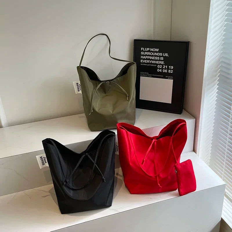 Nylon Solid Color 2025 New Product Designer Handbag Large Capacity Versatile Fashion Shoulder Bag Soft Commuter Simple Tote Bag