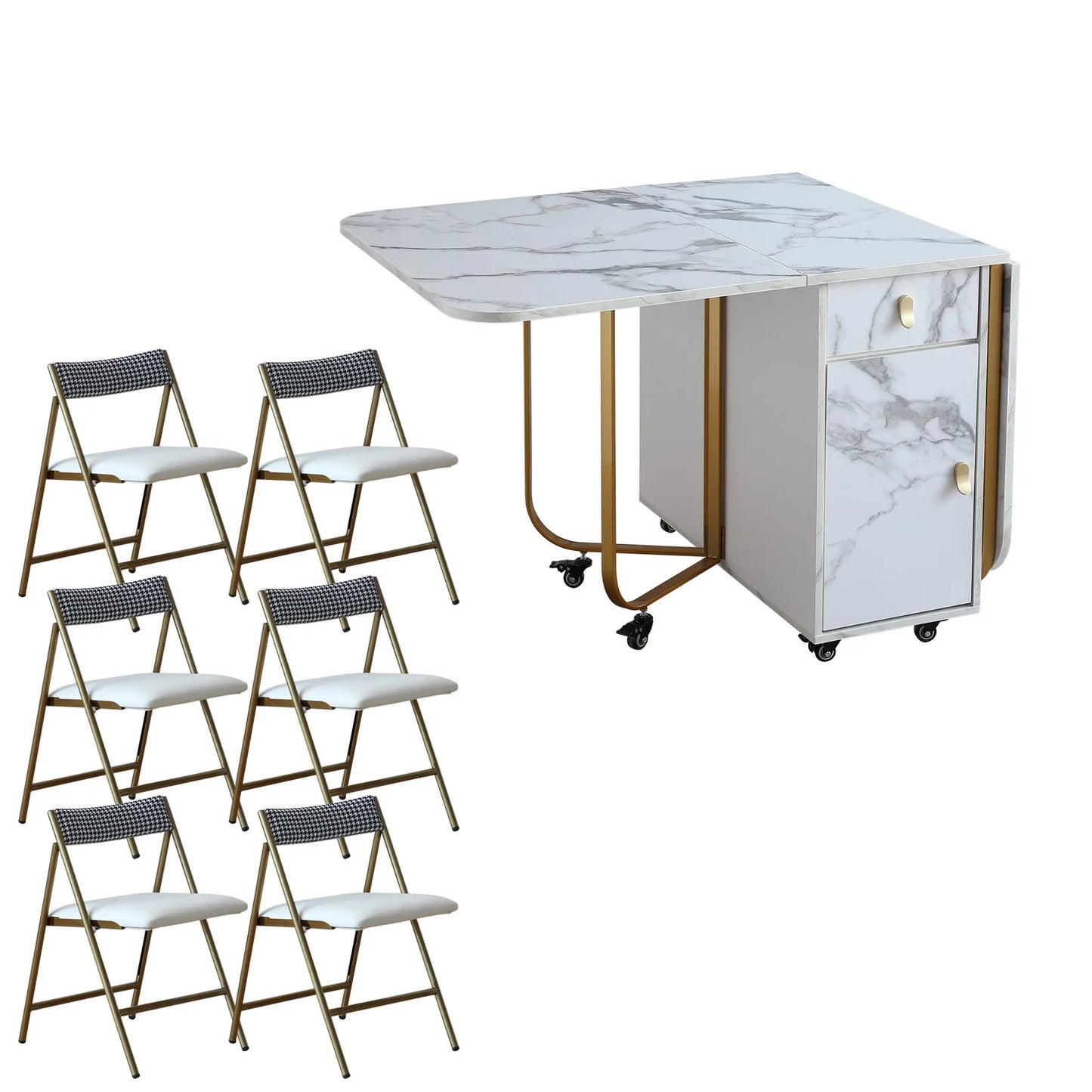 Movable Multifunctional Folding Dining Table Household Small Household Table Suitable For Dining, Studying, Office, Etc.