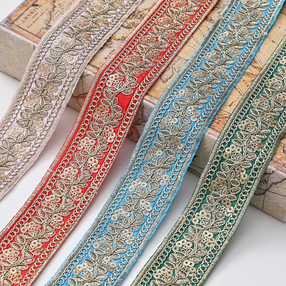 Lace Trim DIY Garment Accessories, Embroidery Fabric Ribbon, 1 Yard