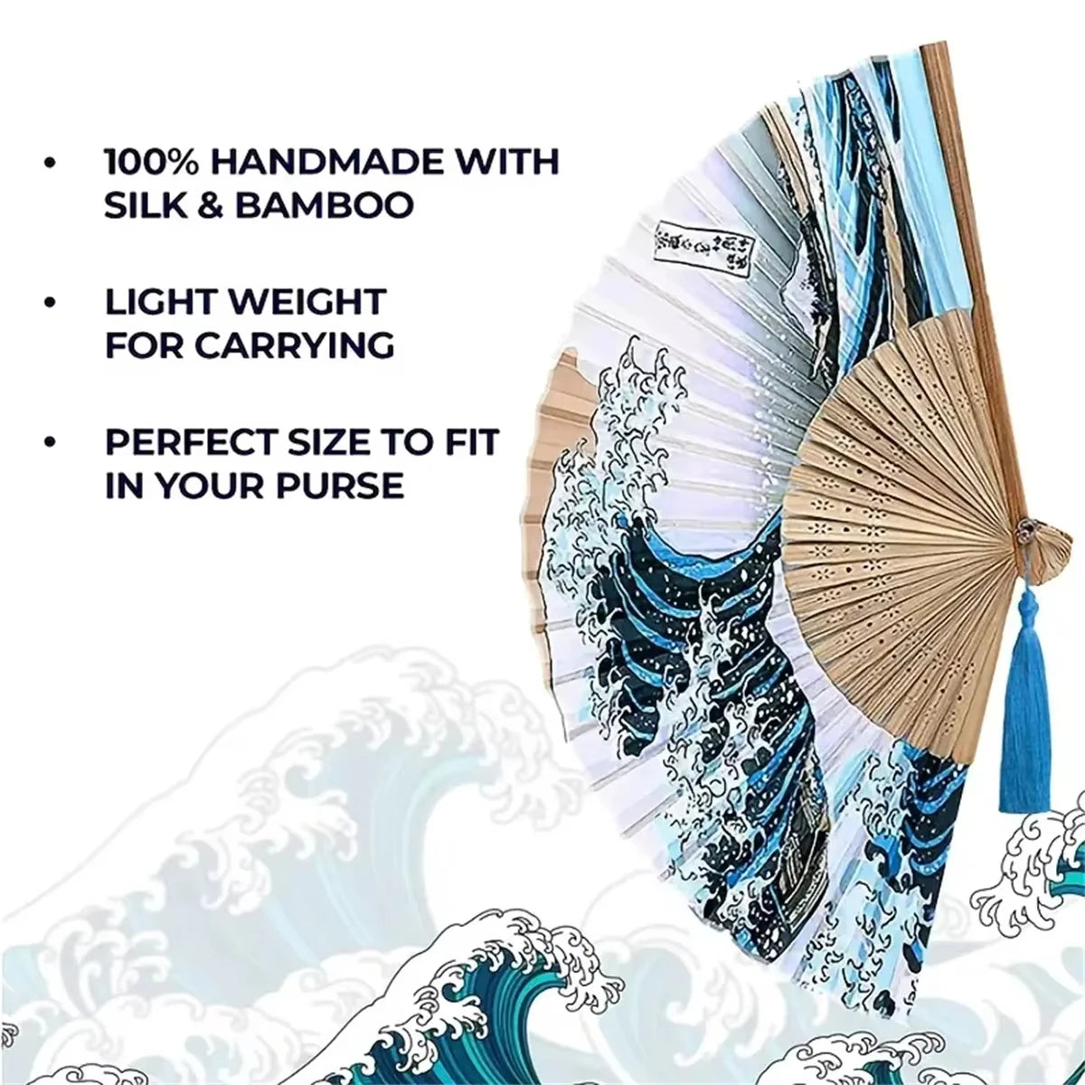 Handheld Folding Ancient Style Fan, Portable And Beautiful, With Tassel To Enhance Atmosphere, Great Prop For Photos
