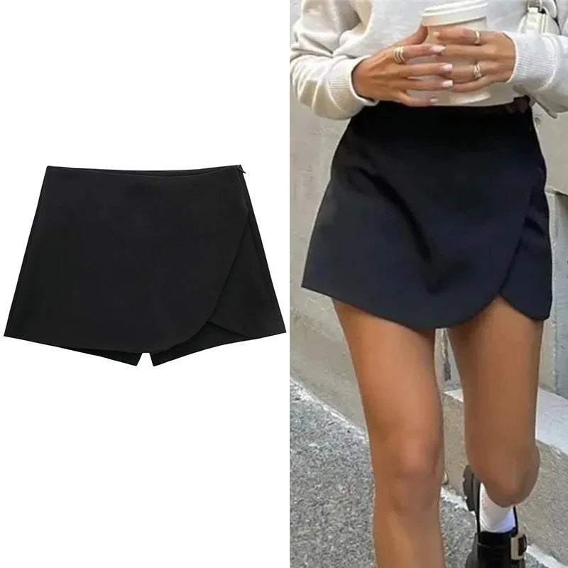 2025 Black Mini Skirt Shorts Woman Fashion Asymmetric Skort For Women High Waist Short Skirts Woman Summer Casual Shorts