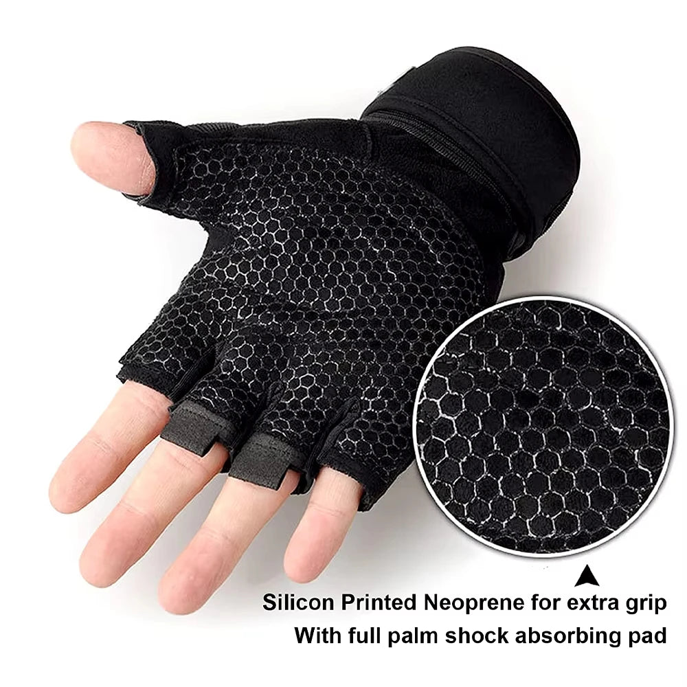 Workout Gloves for Men Women Half Finger Glove with Wrist Wrap for Sport Weight Lifting Training Bicycle Motorcyclist Gym Glove