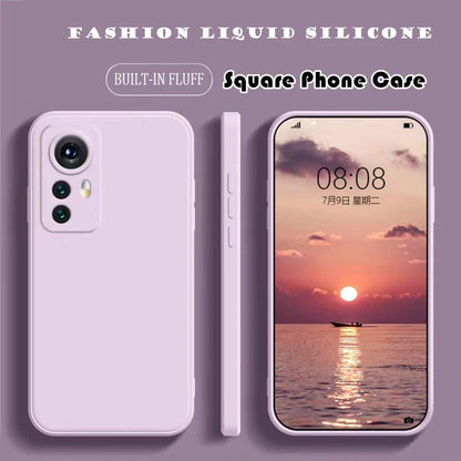 Original Liquid Silicone Shockproof Case For Xiaomi Mi 14 13 13T 12 12T 11T 10T 10 11 Lite Pro Square Fluff Bumper Soft Cover
