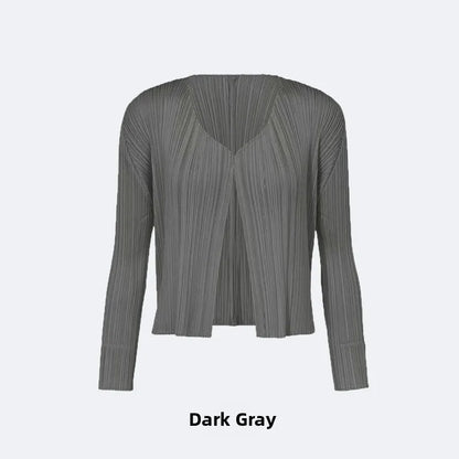 Slimming Woven ort Coat Jaet Women's Faion Spring Autumn Thin Design Sense Folded Cardigan Outerwear Sli Outer Layer