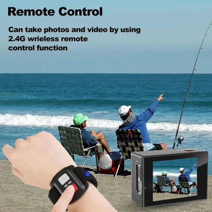 5K Dual-Screen Action Camera With WiFi Direct Connection Autofocus Waterproof Shooting LED Touchscreen And Remote Control Design