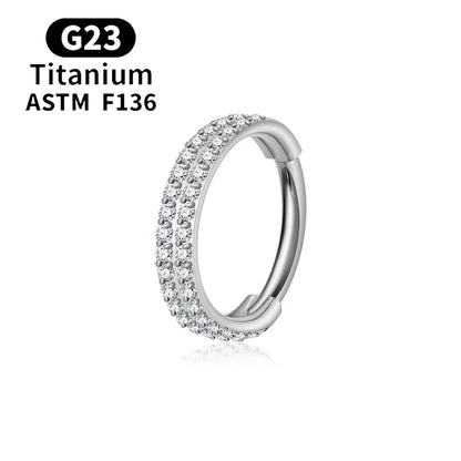 ASTM F136 Titanium 16G Hinged Nose Ring CZ Septum Clicker Cartilage Hoop Earrings Tragus Rook Daith Conch Helix Piercing Jewelry