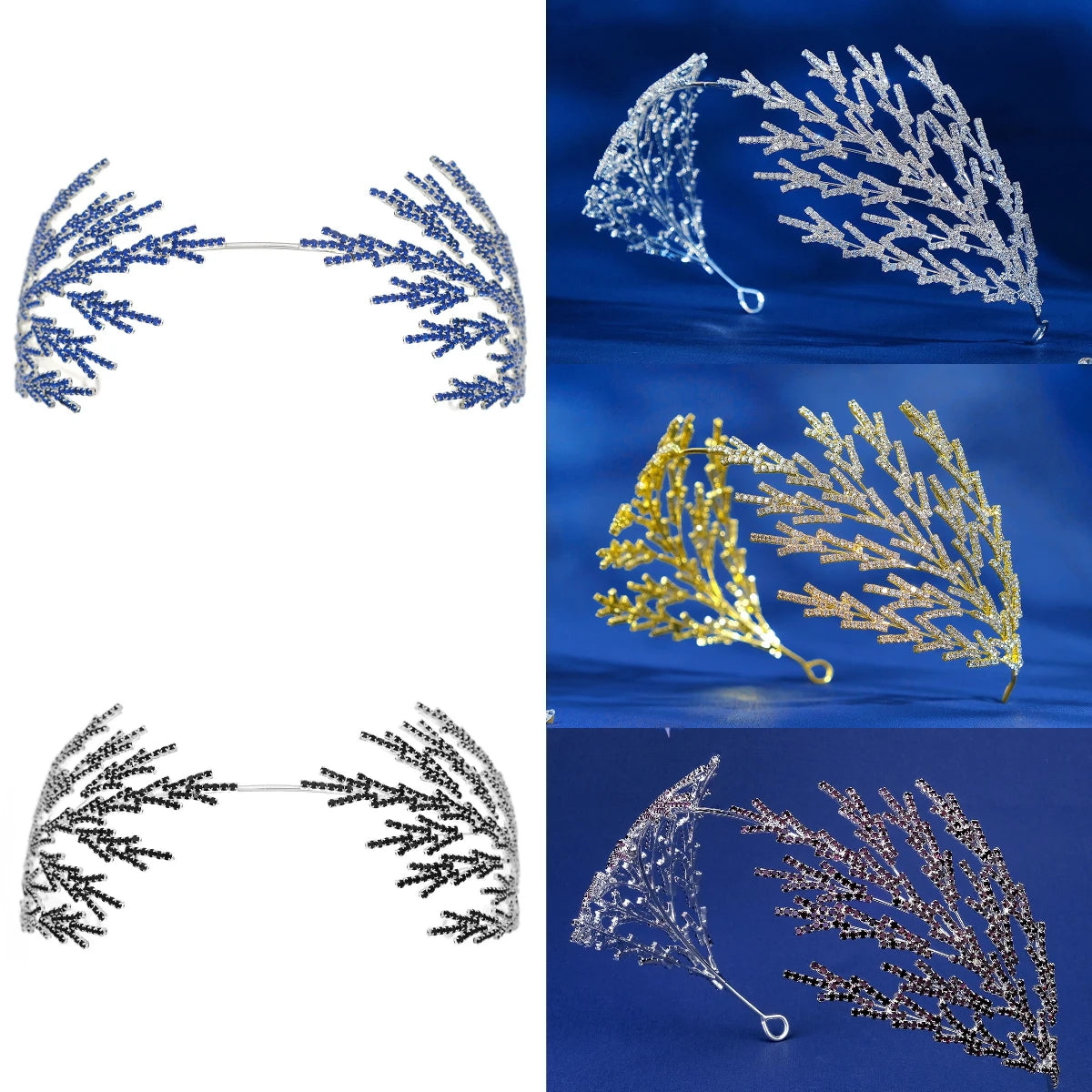 Bridal Hair Silver Handmade Hair Accessories Crystal Wedding Ladies Bling Rhinestone Crown Girls Headpiece Jewelry For Women