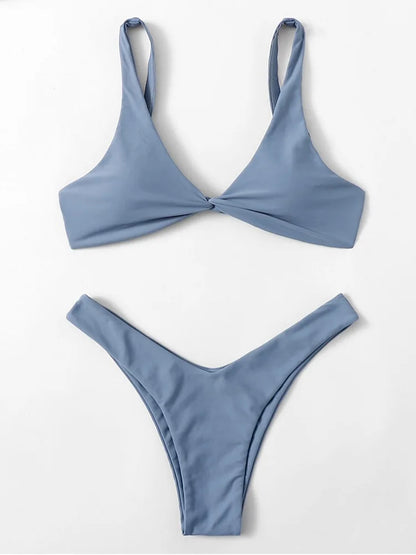 Simple Solid Bathing Suit Women Sexy Triangle Bandage Micro Bikini Swimsuit 2025 New Summer Beach Bathing Suit Two Piece Female
