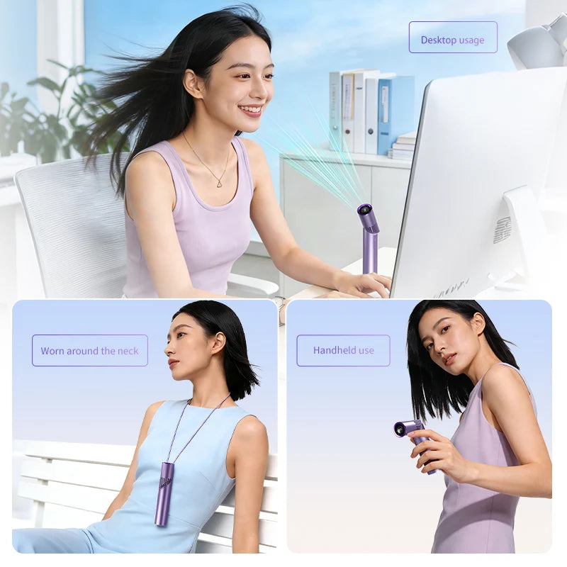 Brushless motor large capacity portable charging folding lipstick mini handheld/neck hanging small fan