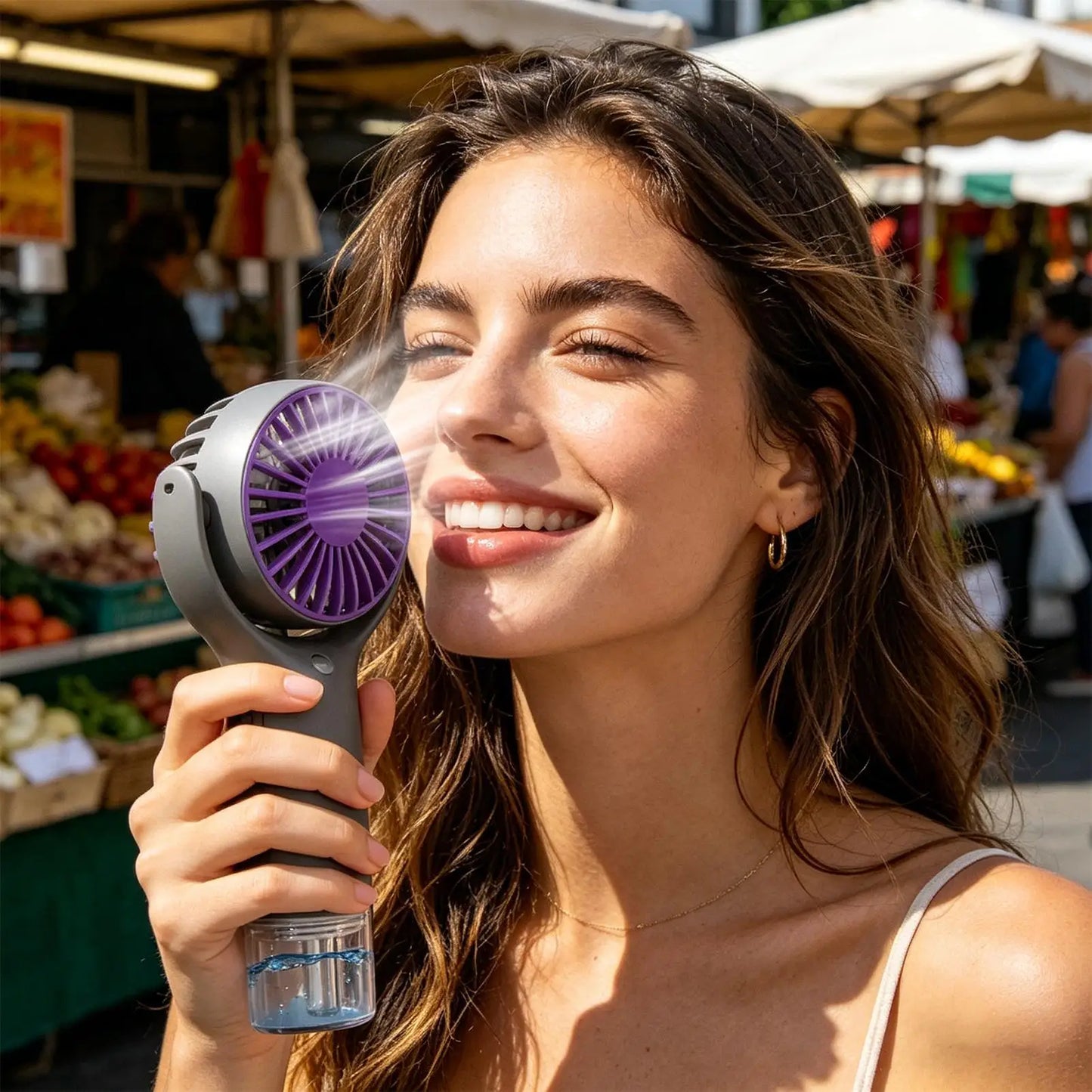 Portable Water Mist Fan Mini Handheld Fan USB Charging Spray Fans Portable Personal Hand Held Small Cooling Fan for Outdoor