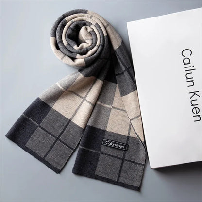 High Quality Wool Men Scarf Autumn Winter Classic Business Thermal Muffler Male Soft Korean Version Long Thick Warm Shawl No Box