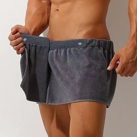 Men's Bath Towel Absorbent Towel Sexy Beach Skirt Anti-Light Wearable Bath Mini Skirt Towel Swimming Trunks Home Towel Skirt