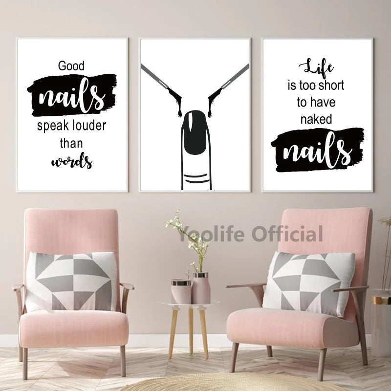 Nail Salon Wall Decoration Beauty Salon Wall Art Canvas Painting Nail Polish Quote Posters and Prints Nail Tech Artist Gift