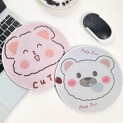 Cute Cartoon Round Mouse Pad Non-slip Rubber Base Comfortable Durable Table Mat for Home Office Gaming Desk Laptop Accessories