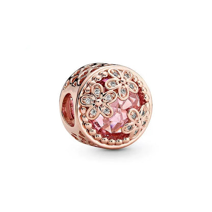 Rose Gold Plated Charms for Bracelet DIY Jewelry Making Heart Flower Strawberry Butterfly Paw Print CZ Pendant Beads Women Gift