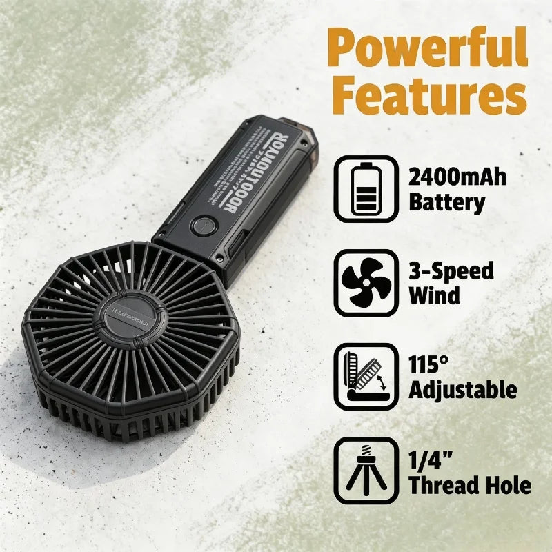 Portable Handheld Fan with Removable Battery,3-Speed Wind,115° Foldable Personal Fan for Travel, Office, Outdoor