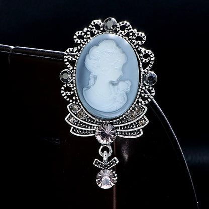 SHMIK Vintage Palace Style Relief Beauty Pendant Crystal Badges Brooch For Women Elegant Retro Middle Design Pin Jewelry
