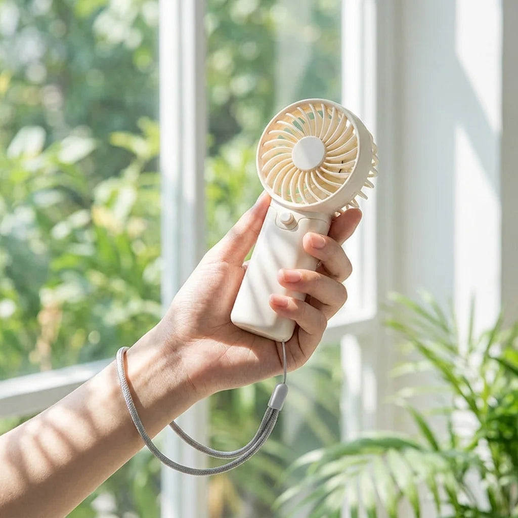 Portable Hand Fan Compact Size Lightweight Powerful Wind Student Daily Carry Camping Personal Cooling Device