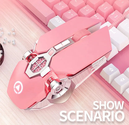 G30s Pink Mouse with RGB Backlit Light  Silence Click Wired Mice for PC
