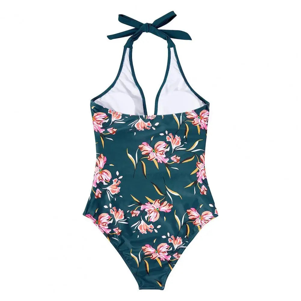 Women Monokini Sleeveless One-piece Swimsuit Patchwork Color Backless Tummy Control High Waisted Bathing Suit Lady Beachwear