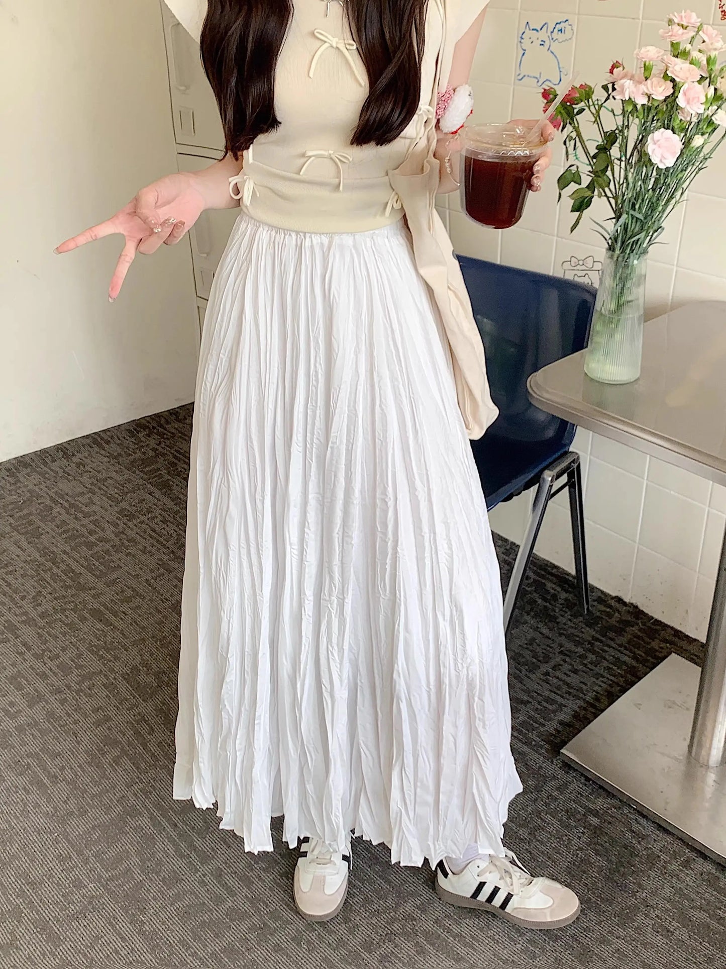 Irregular hem Women's skirt Yellow Blue Skirt High Waist skirts y2k skirt pleated Loose women Pleated Skirts Casual Jupe 2025