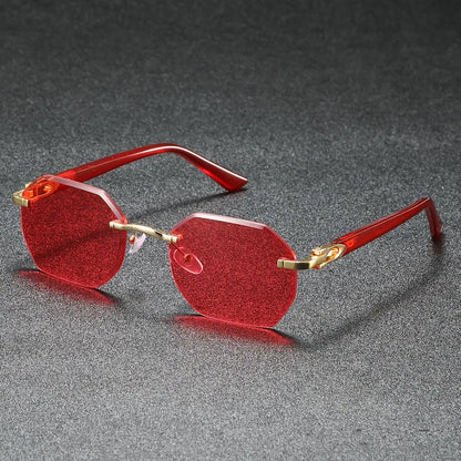 1PC Fashionable Design Sunglasses, Frameless, Suitable For Both Men And Women, Casual Wear, Holiday Use, Sturdy Glasses
