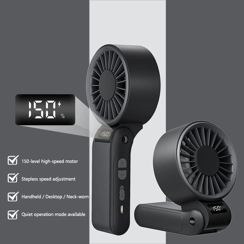 Lenovo 3-in-1 High-Speed Handheld Fan Portable Foldable 3-second Cooling 150 Wind Speeds LED Display with Lanyard For Outdoor