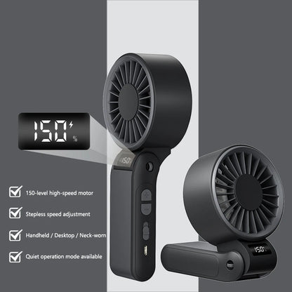 Lenovo 3-in-1 High-Speed Handheld Fan Portable Foldable 3-second Cooling 150 Wind Speeds LED Display with Lanyard For Outdoor