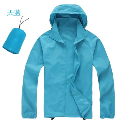 Outdoor Sport Windbreaker Thin Coat Unisex Waterproof Quick Dry Basic Jacket Sun Protection Ultra-light Hooded Jackets Men Women