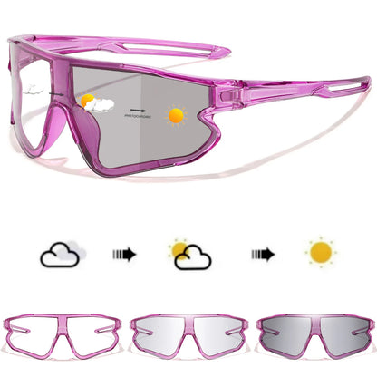 Men Women Photochromic Motorcycle Glasses Outdoor Sports Big Frame Windproof Cycling Running Hiking Goggles