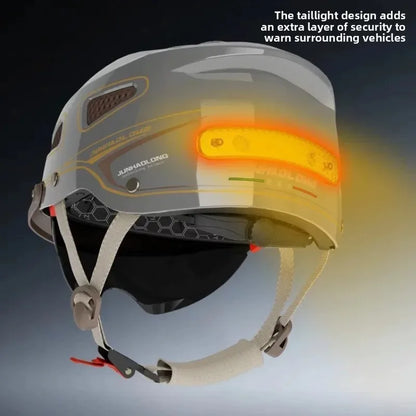 Hot Motorcycle Helmet Summer Breathable Open Face Helmet for Men Women Dual Lens Scooter Half Helmet with Taillights