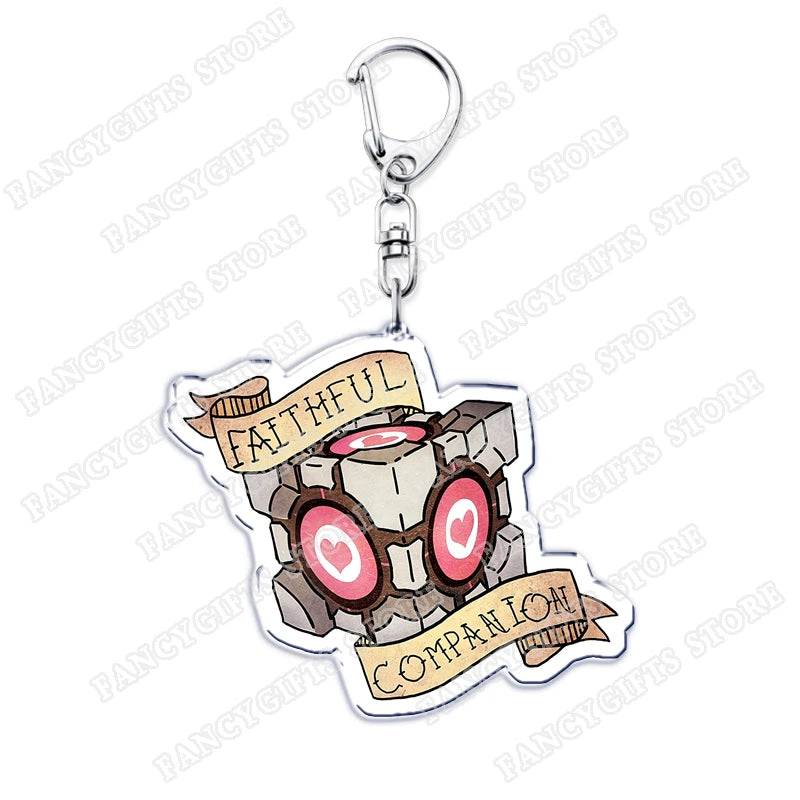 Popular Video Game Keychains for Accessories Bag Glados Aperture Laboratories Science Keyrings Jewelry Gamer Fans Gaming Gifts