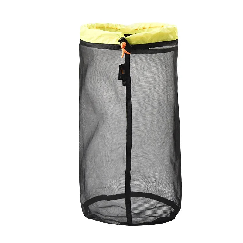 S/M/L/XL/XXL Ultralight Nylon Mesh Bags Sleeping Bag Ditty Sacks Drawstring Storage Bag for Travelling Hiking Camping Outdoor