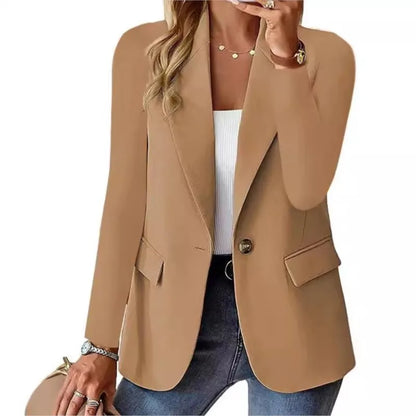 Black White Women's Suat Coat Office Elegant Blazer Soring Fall Casual Long Sleeve Pocket Slim Outerwears Blazer Mujer Women Top