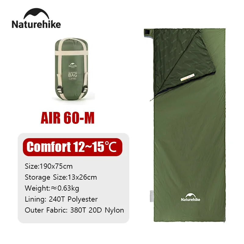 Naturehike Camping Sleeping Bag Outdoor Ultralight LW180 Waterproof Sleeping Bag Hiking Traveling Climbing 3 Seasons