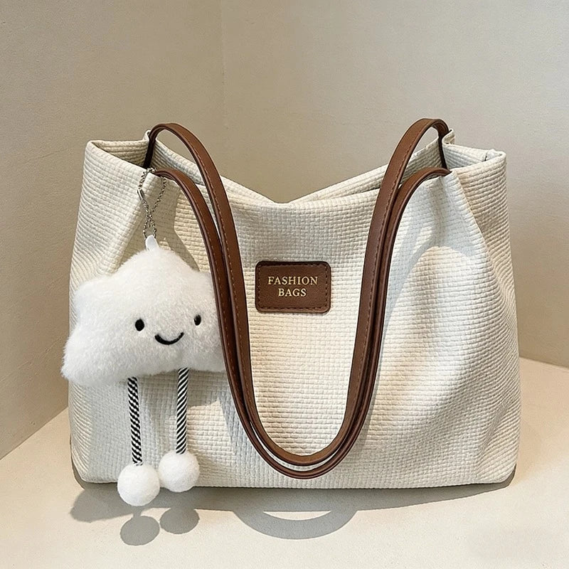 New Fall Versatile Simple Shoulder Bag Fashion Commute Tote Bucket Bag