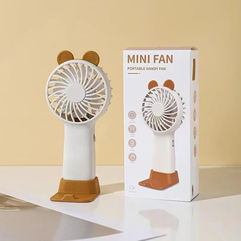 Portable Handheld Fan USB Rechargeable Silent Cooling Fan 3 Speed Adjustable Lightweight Mini Fan for Travel Office Home