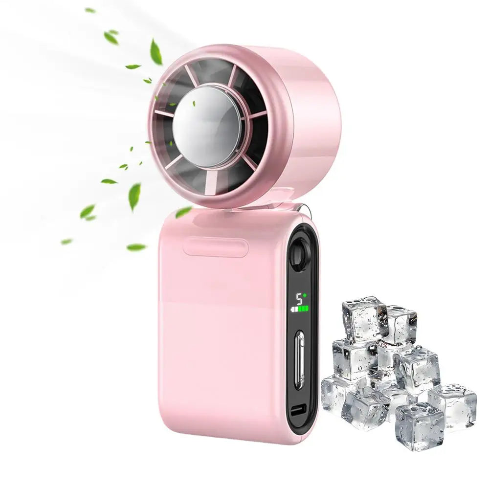 Portable Handheld Fan 5-Speed Personal Foldable Digital Display Hot Weather Electric Mini Fan For Outdoor Travel Camping Fishing