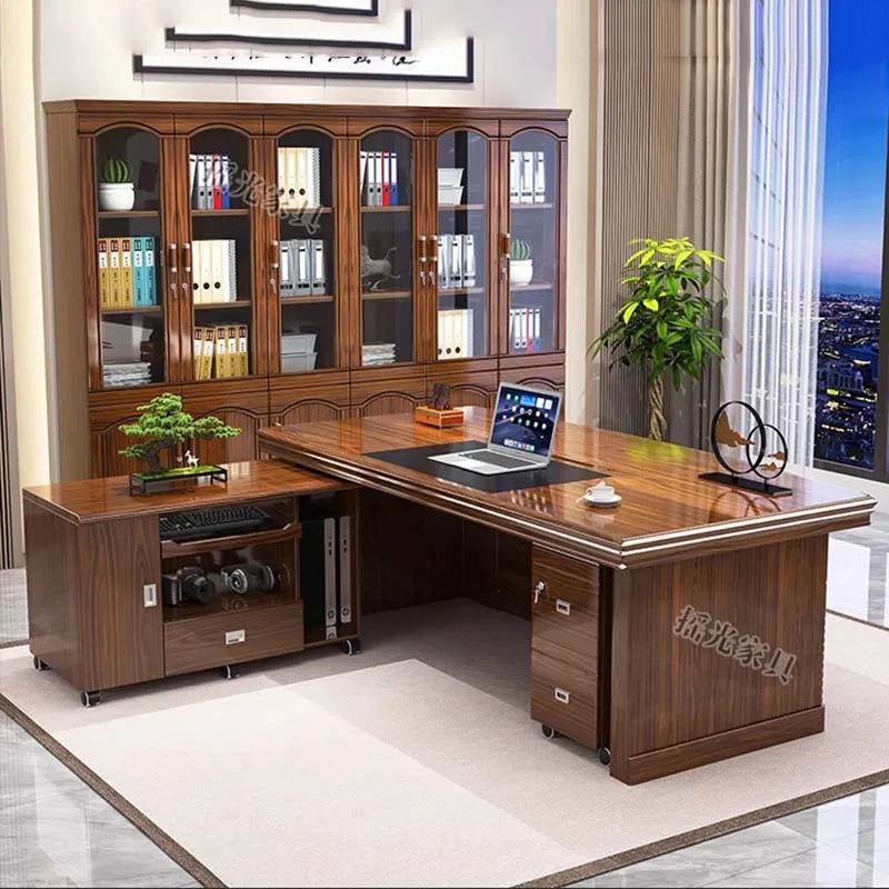 Modern Wooden Office Desk Storage Design Multifunctional Nordic Office Desk Gaming Computer Meuble Bureau Commercial Furniture