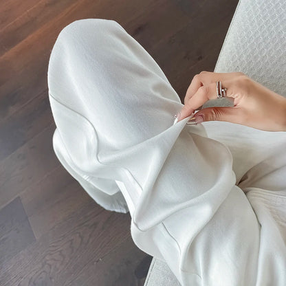 Summer Soft Lyocell Fabric Woman Jeans Loose Wide Leg Straight High Waisted Thin Pant Fashion Comfort White Casual Trousers