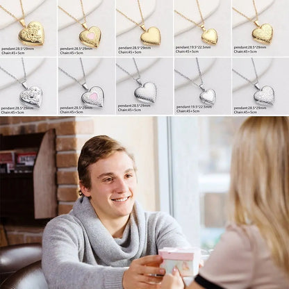 DIY Necklace Photo Picture Locket Necklace New Valentine's Day Openable Floral Heart Necklace Heart Locket Necklace