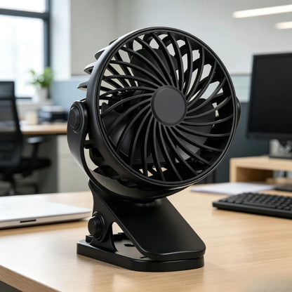 Portable USB Rechargeable Fan, Silent Strong Airflow Desktop Clip Fan, Mini Personal Fan for Student Dormitory Car Indoor