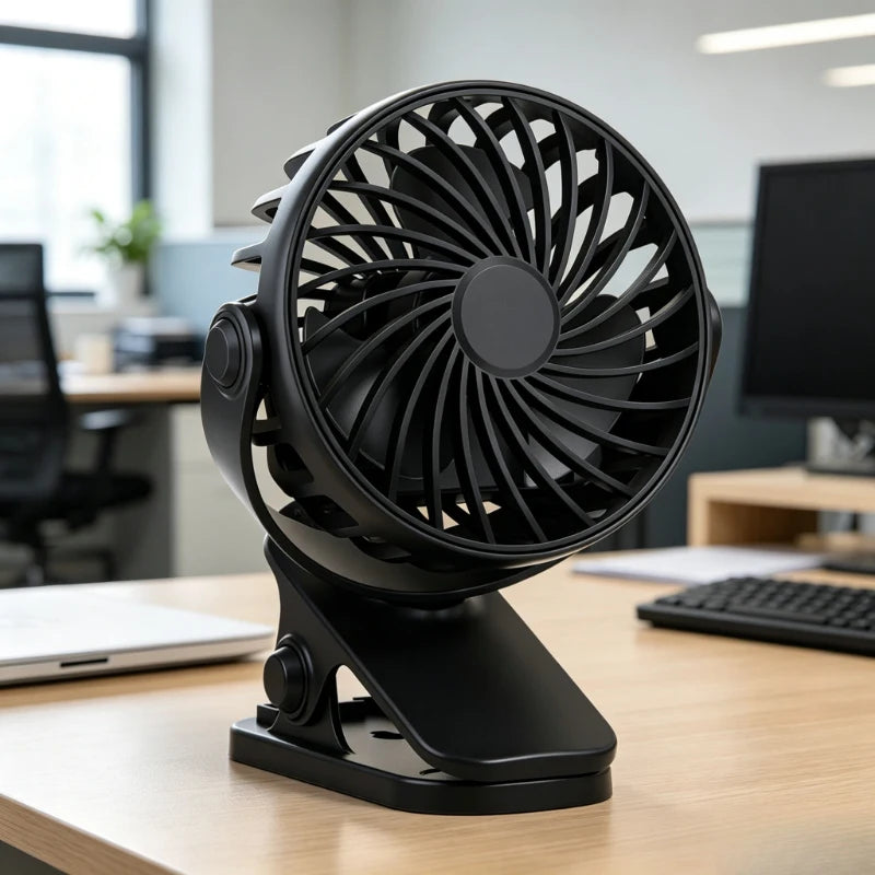 Portable USB Rechargeable Fan, Silent Strong Airflow Desktop Clip Fan, Mini Personal Fan for Student Dormitory Car Indoor